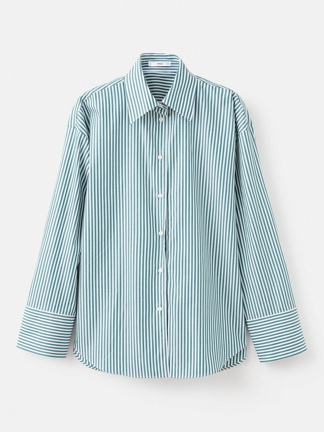 Product image 1 of 8, which shows Mango Rialta Stripe Shirt, Green, 10