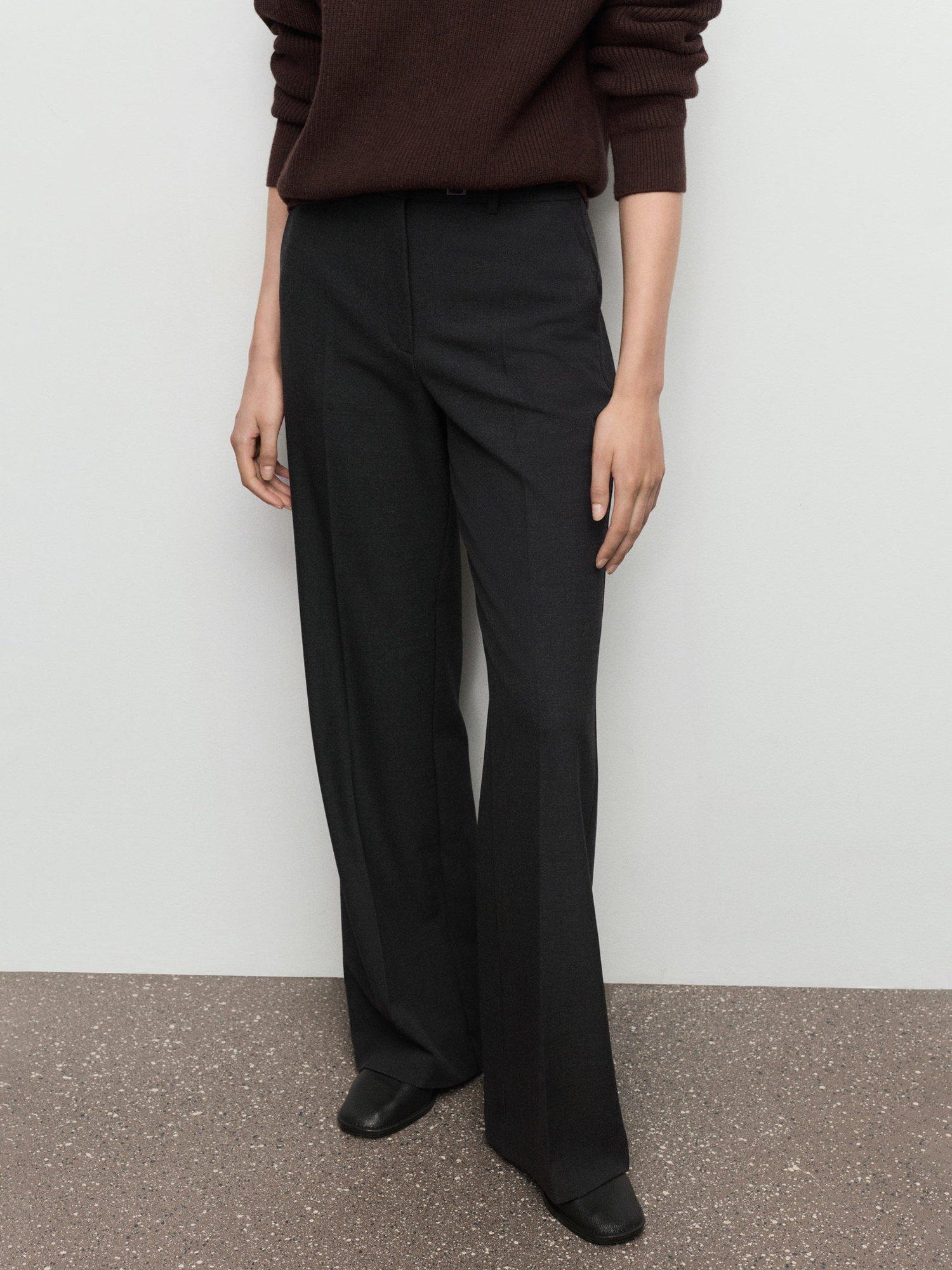 Product image 1 of 7, which shows Mango Carlota Wide Leg Trousers, Grey, 10