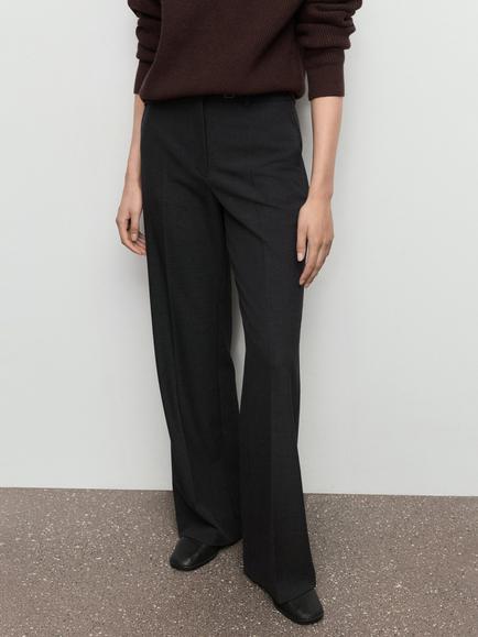 Mango Carlota Wide Leg Trousers, Grey, Grey