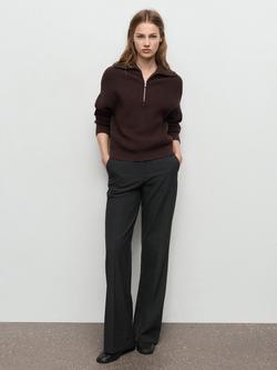 Mango Carlota Wide Leg Trousers, Grey - view 2, Grey