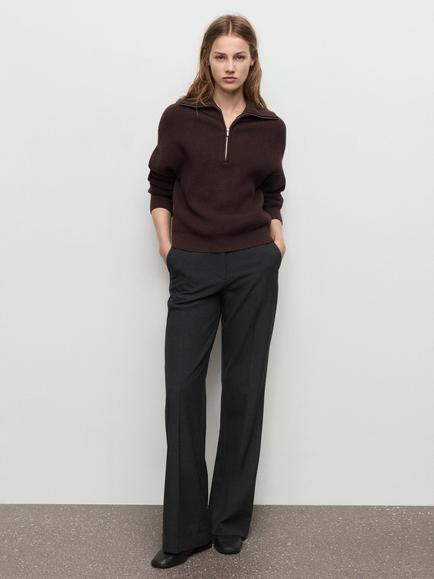 Mango Carlota Wide Leg Trousers, Grey - view 2, Grey