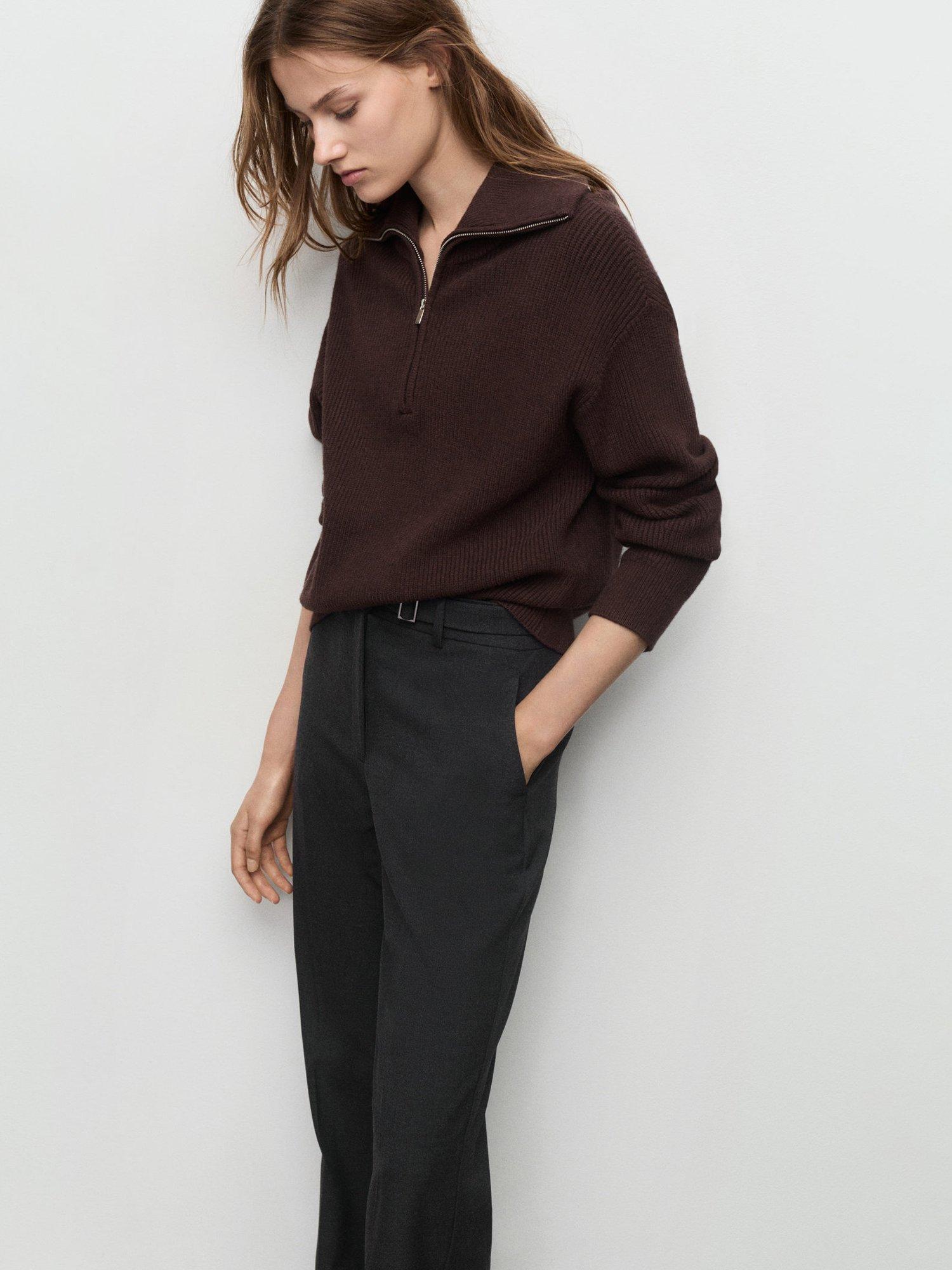 Product image 6 of 7, which shows Mango Carlota Wide Leg Trousers, Grey, 10