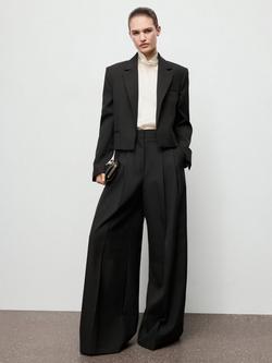 Mango Garbo Pleat Tailored Trousers, Black, Black