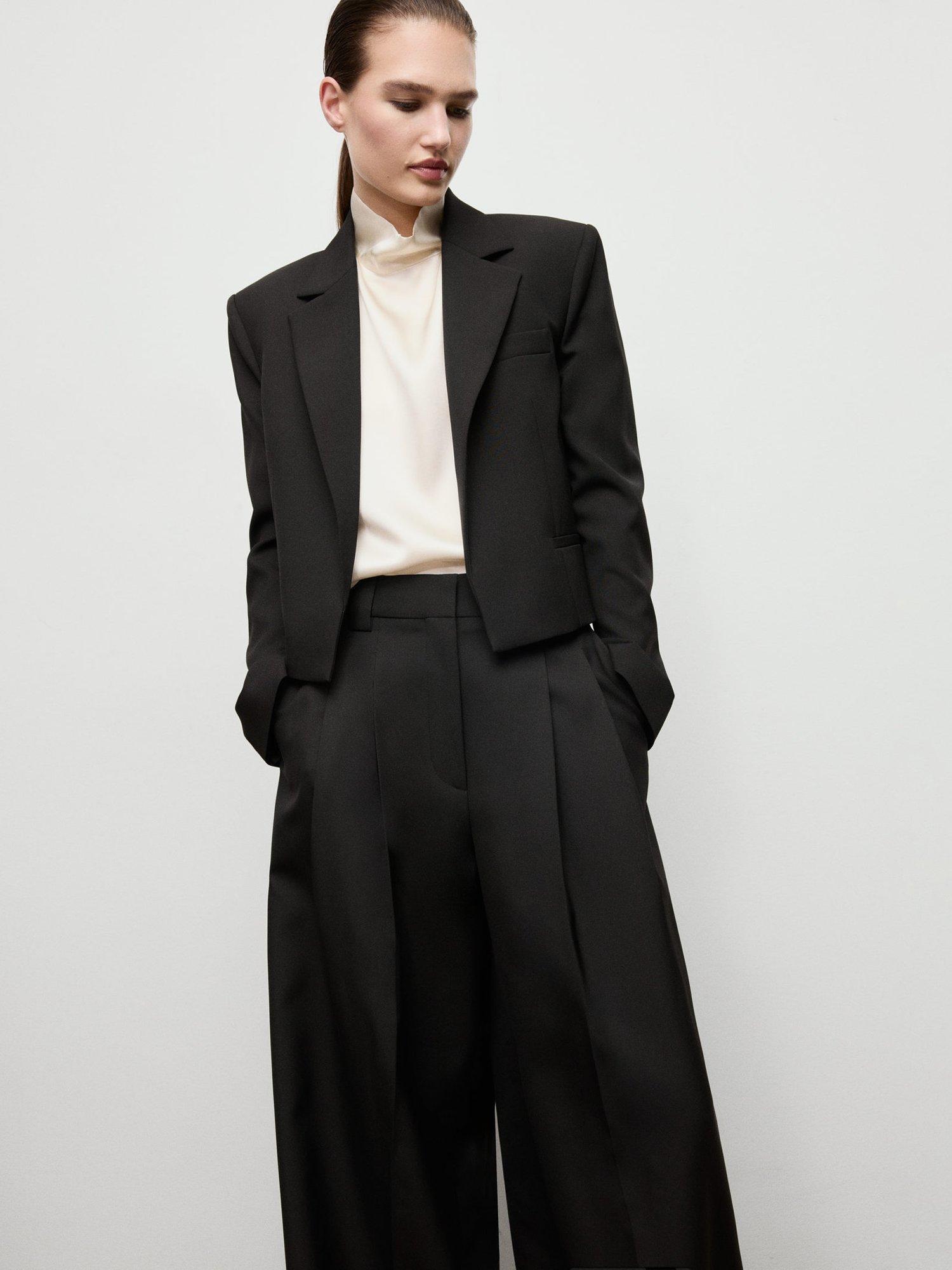Product image 2 of 8, which shows Mango Garbo Pleat Tailored Trousers, Black, 18