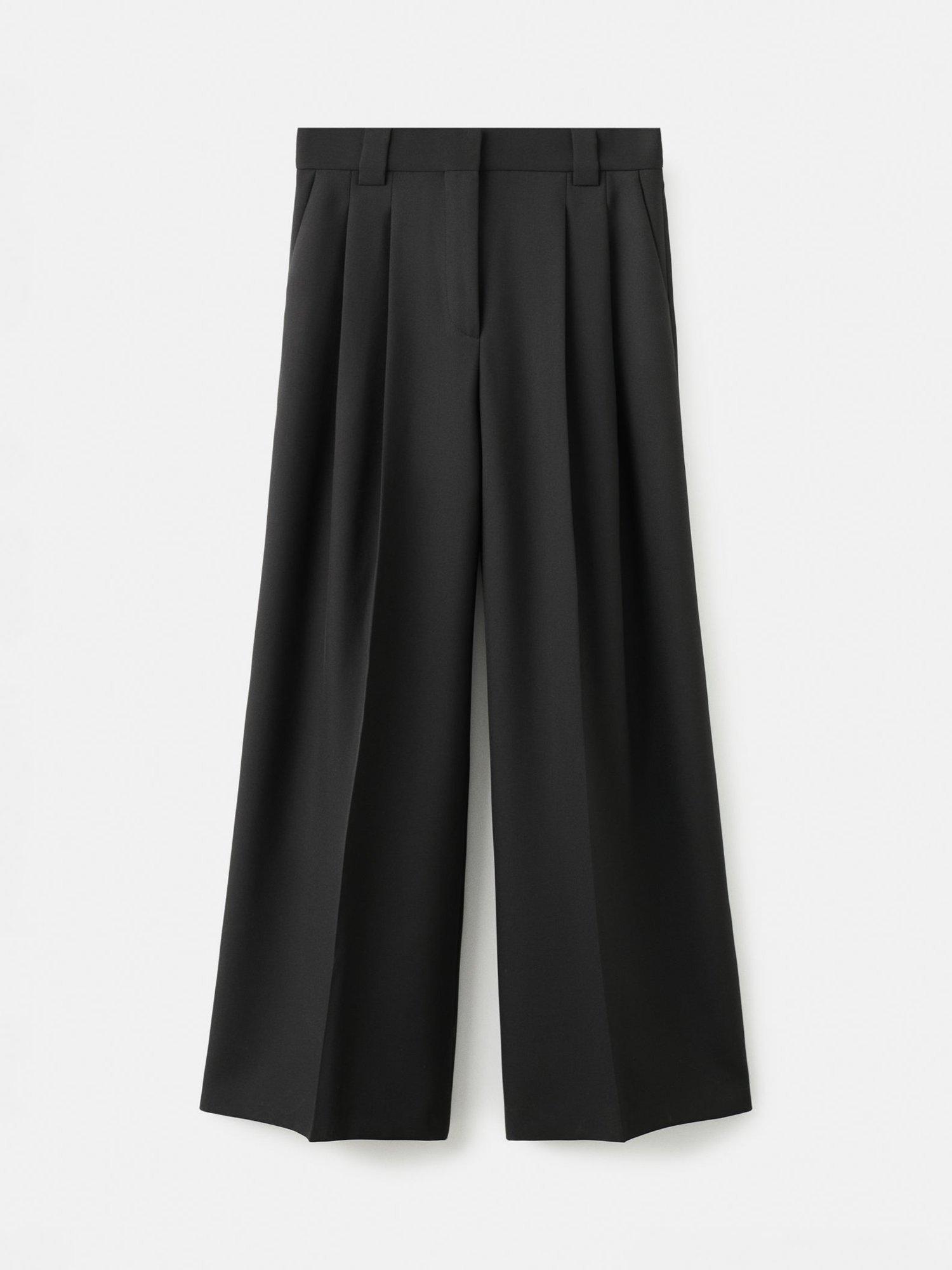 Product image 3 of 8, which shows Mango Garbo Pleat Tailored Trousers, Black, 18