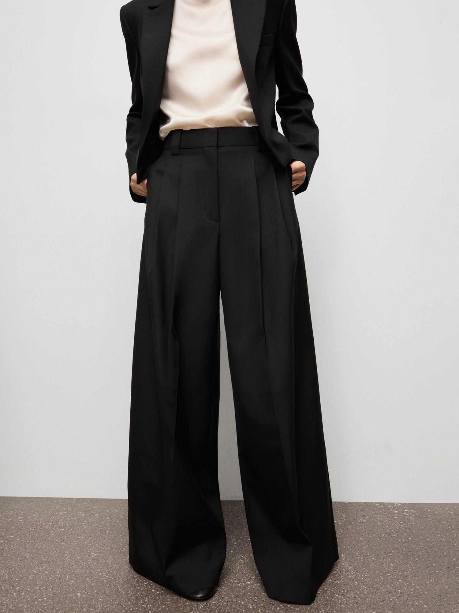 Product image 6 of 8, which shows Mango Garbo Pleat Tailored Trousers, Black, 18