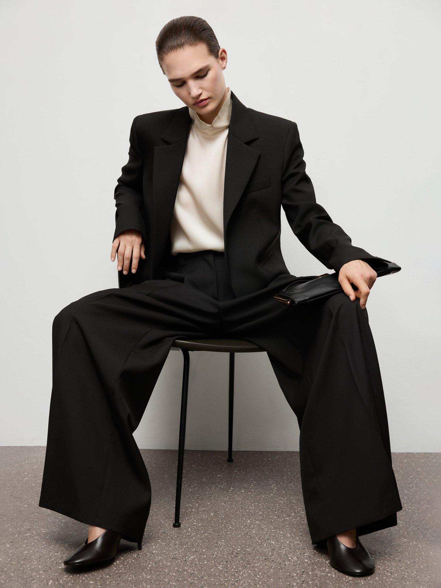 Product image 7 of 8, which shows Mango Garbo Pleat Tailored Trousers, Black, 18