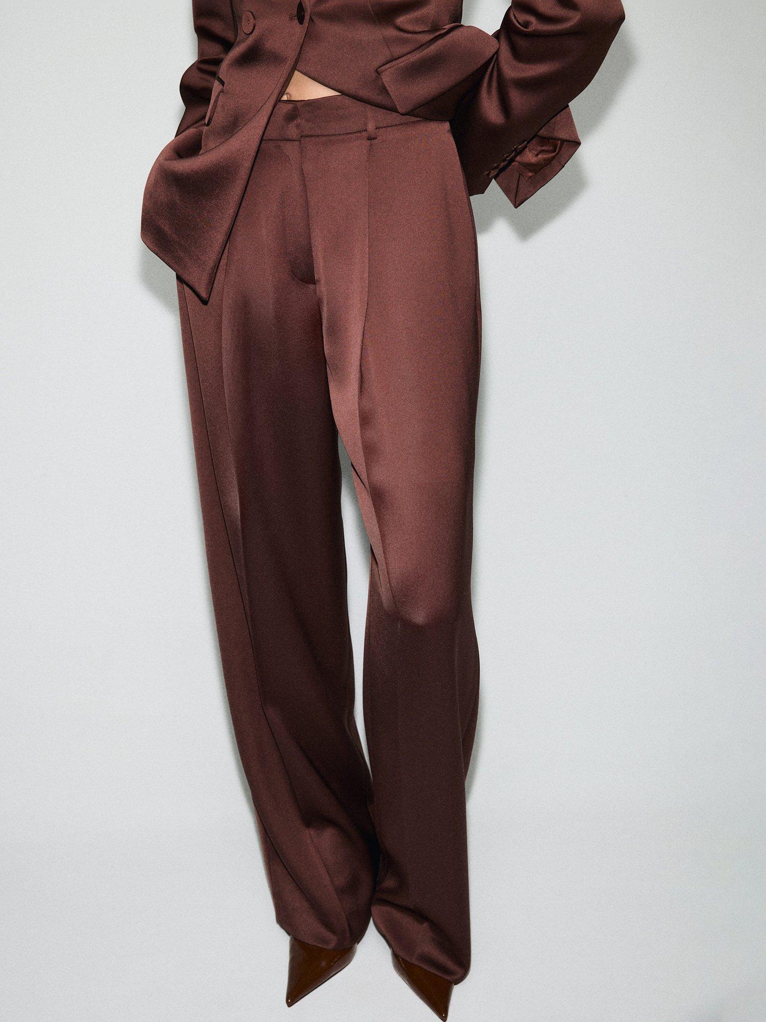 Product image 1 of 6, which shows Mango Gilda Tailored Trousers, Brown, 10