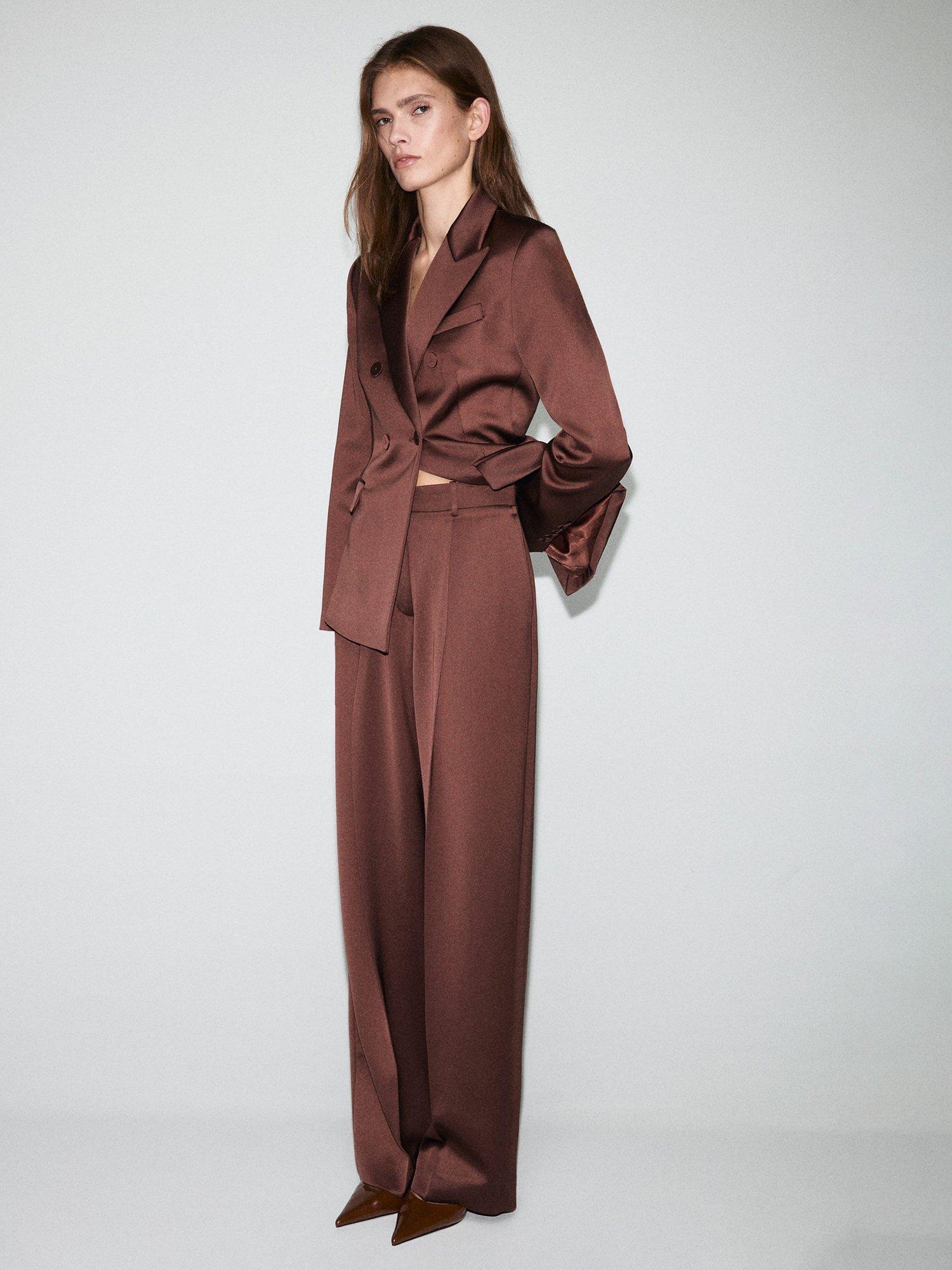 Product image 2 of 6, which shows Mango Gilda Tailored Trousers, Brown, 10