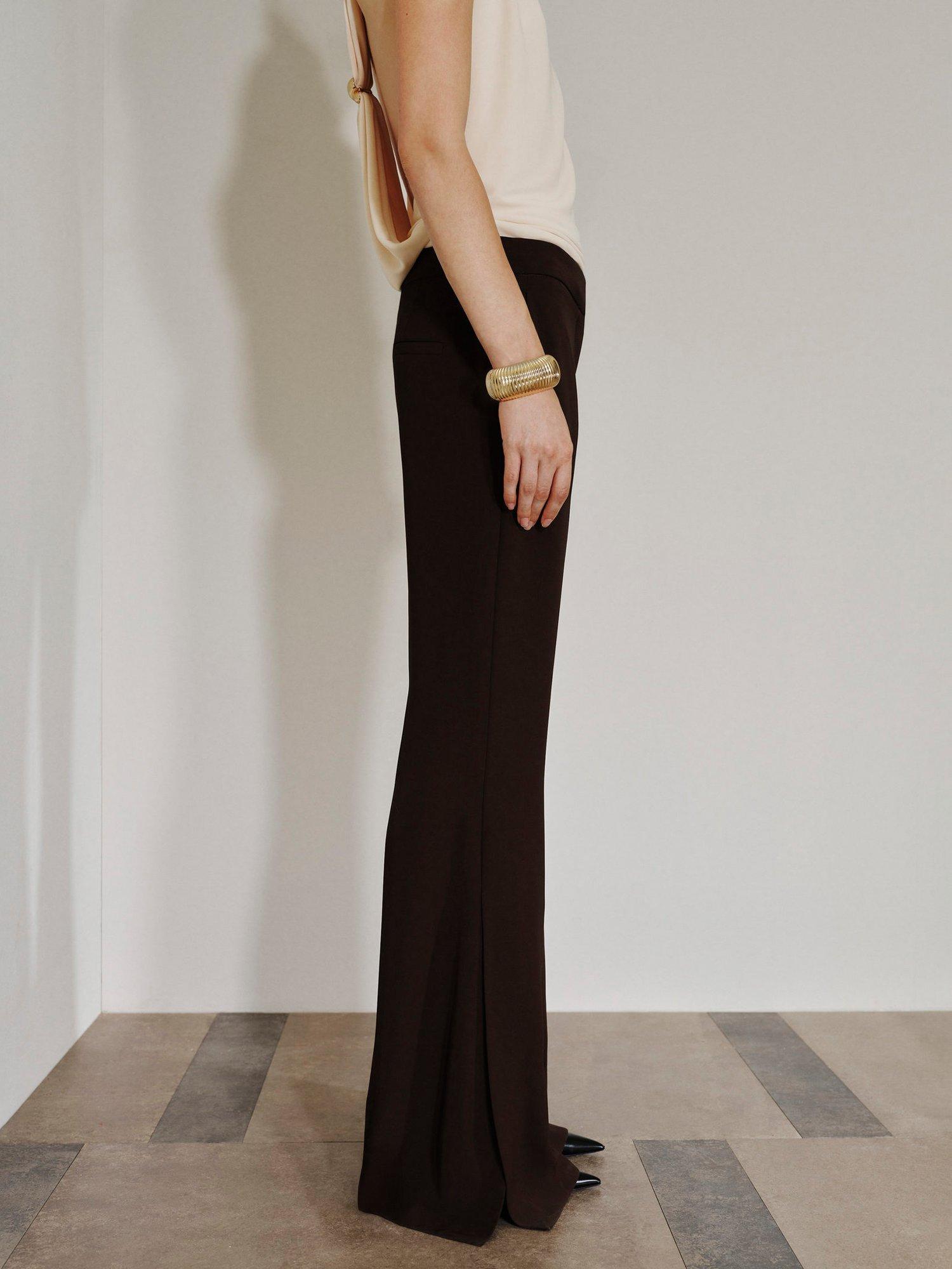 Product image 1 of 7, which shows Mango Greta Wide Leg Trousers, Brown, 10
