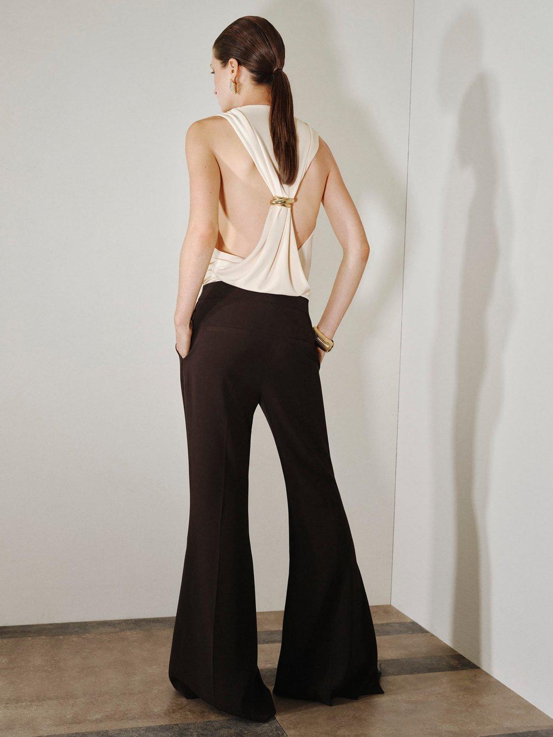 Product image 4 of 7, which shows Mango Greta Wide Leg Trousers, Brown, 10