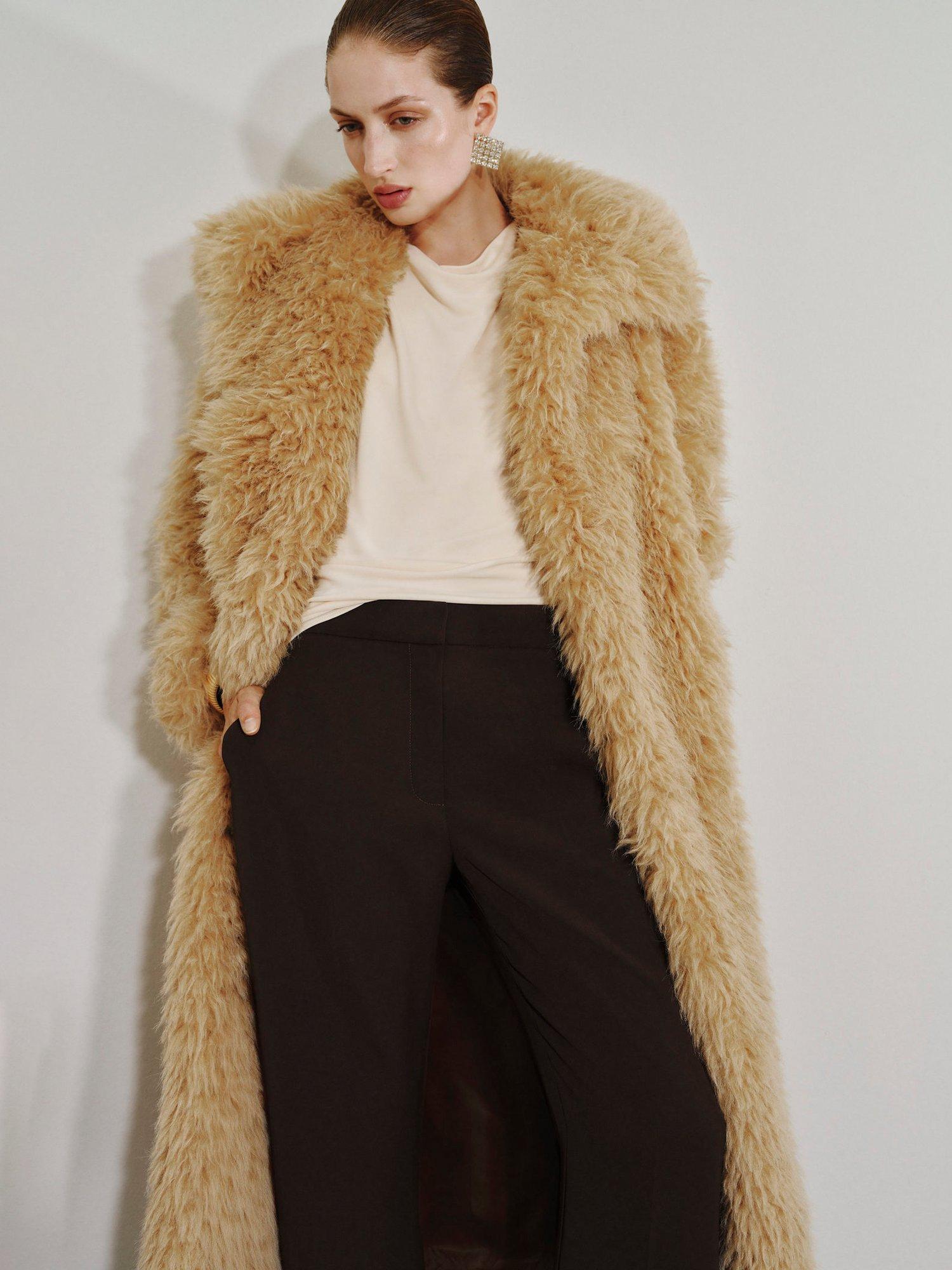 Product image 6 of 7, which shows Mango Greta Wide Leg Trousers, Brown, 10