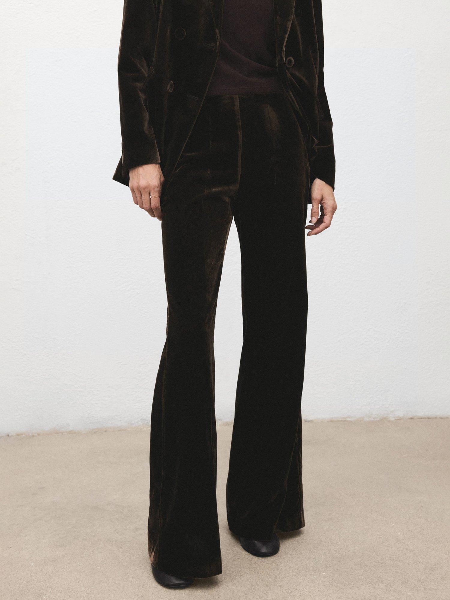Product image 1 of 8, which shows Mango Pepper Velvet Trousers, Dark Brown, 10