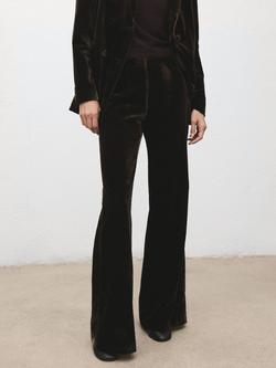 Mango Pepper Velvet Trousers, Dark Brown, Dark Brown