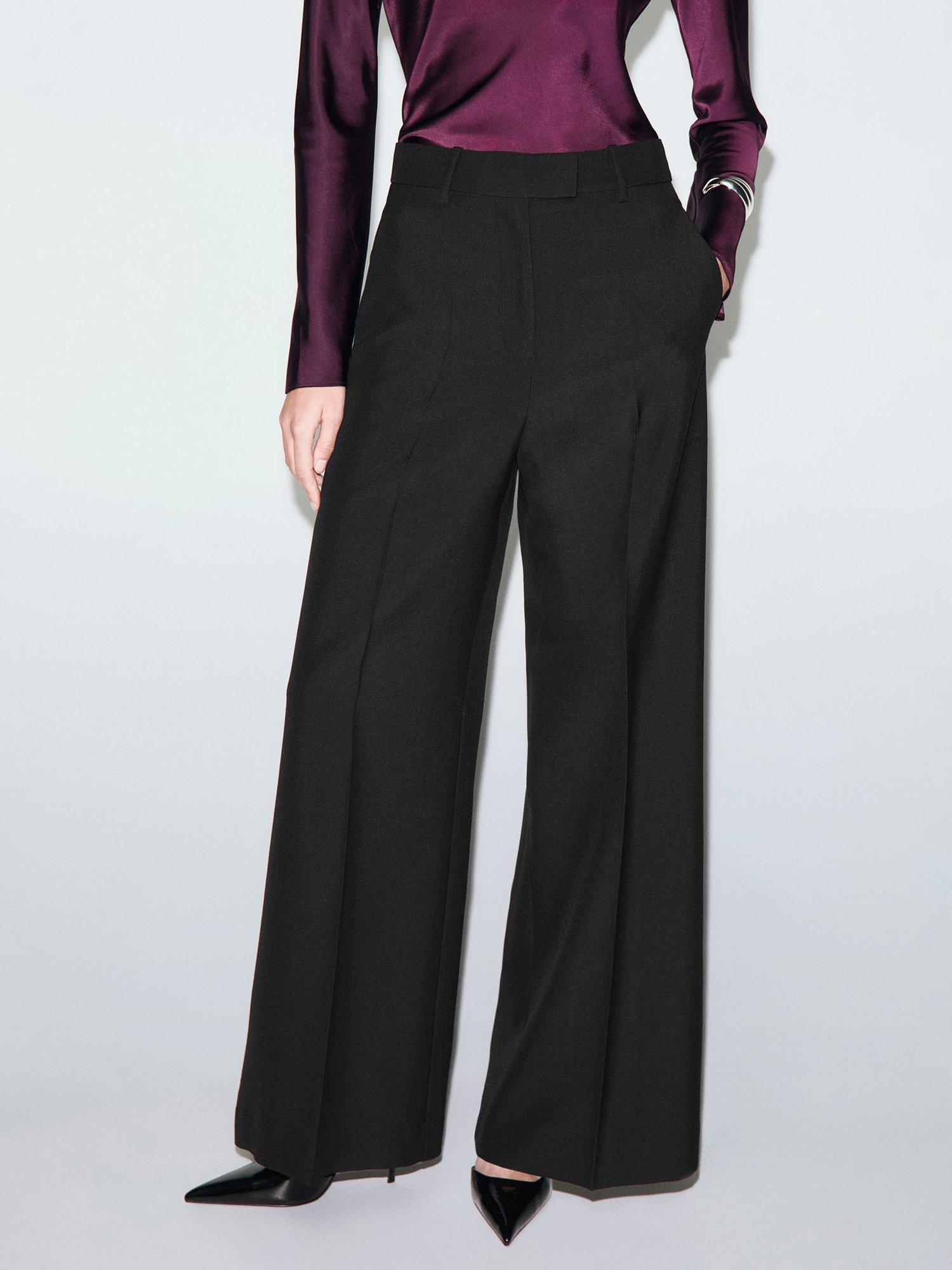 Mango Smoking Wool Blend Trousers, Black