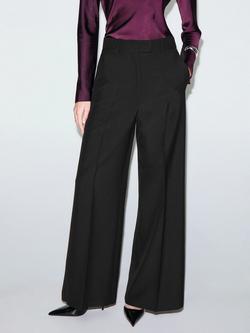 Mango Smoking Wool Blend Trousers, Black, Black