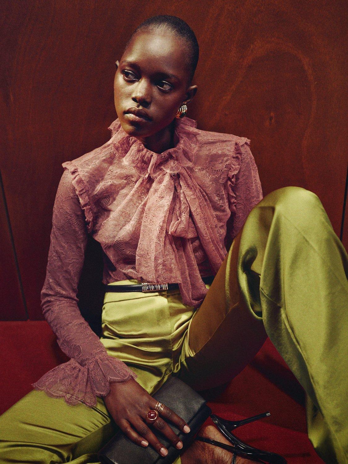 Product image 4 of 5, which shows Mango Sunset Flared Tailored Trousers, Yellow, 10