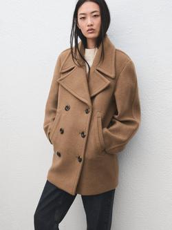 Mango Font Wool Rich Coat, Medium Brown, Medium Brown