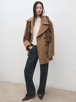 Mango Font Wool Rich Coat, Medium Brown - view 2, Medium Brown