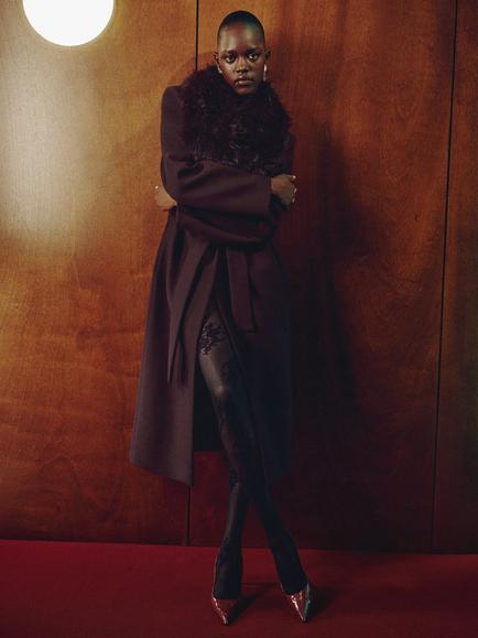 Mango Dolce Wool Rich Coat, Dark Red - view 2, Dark Red