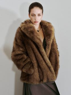 Mango Chester Faux Fur Coat, Light Beige, Light Beige