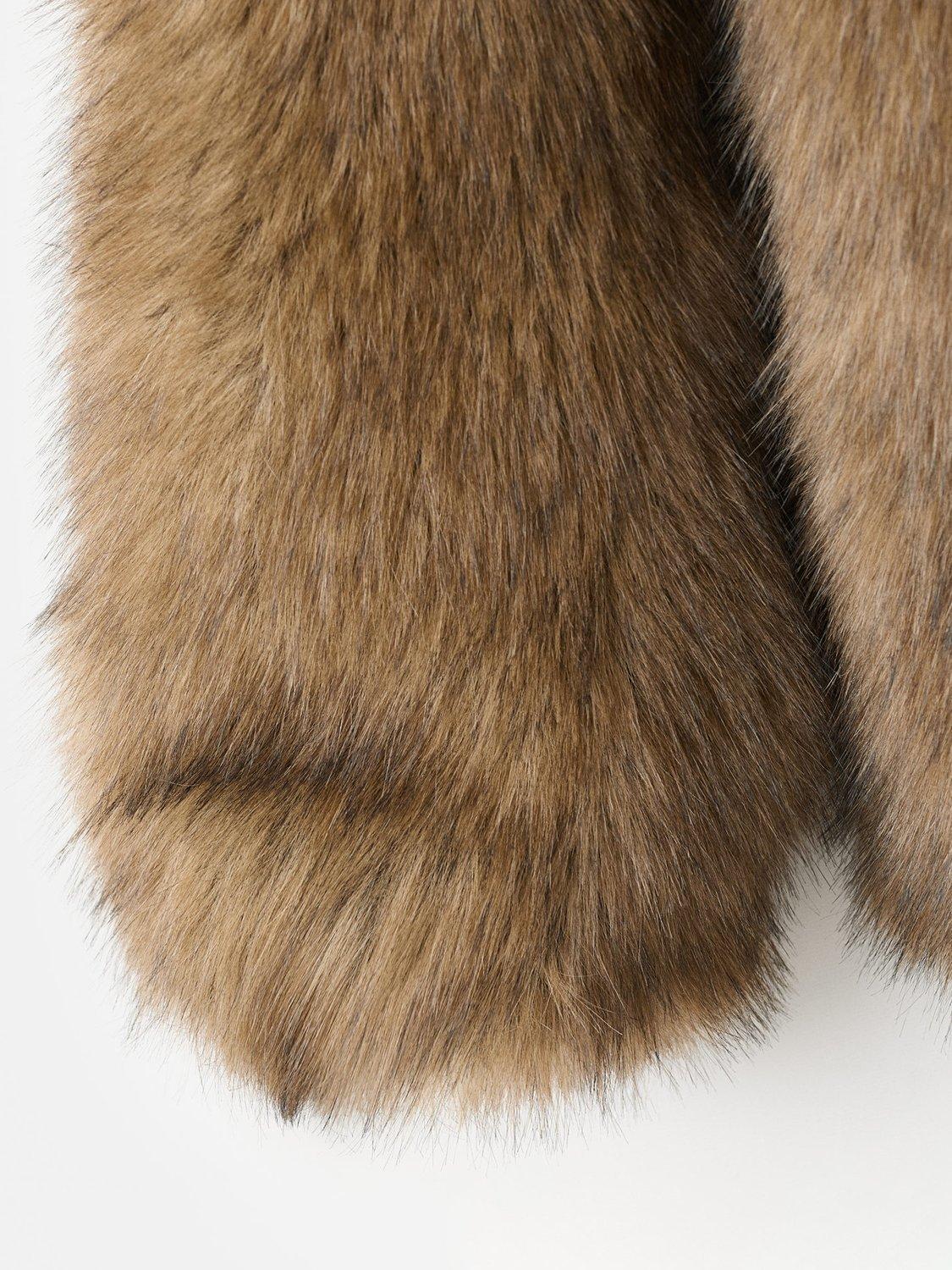 Product image 5 of 8, which shows Mango Chester Faux Fur Coat, Light Beige, L