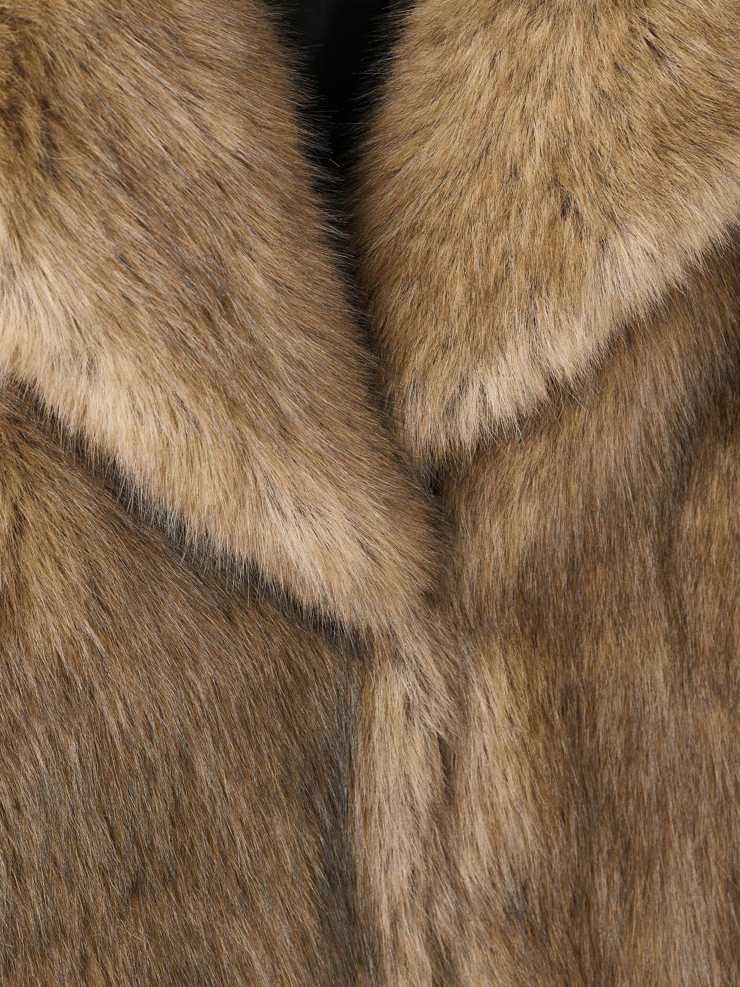 Product image 8 of 8, which shows Mango Chester Faux Fur Coat, Light Beige, L