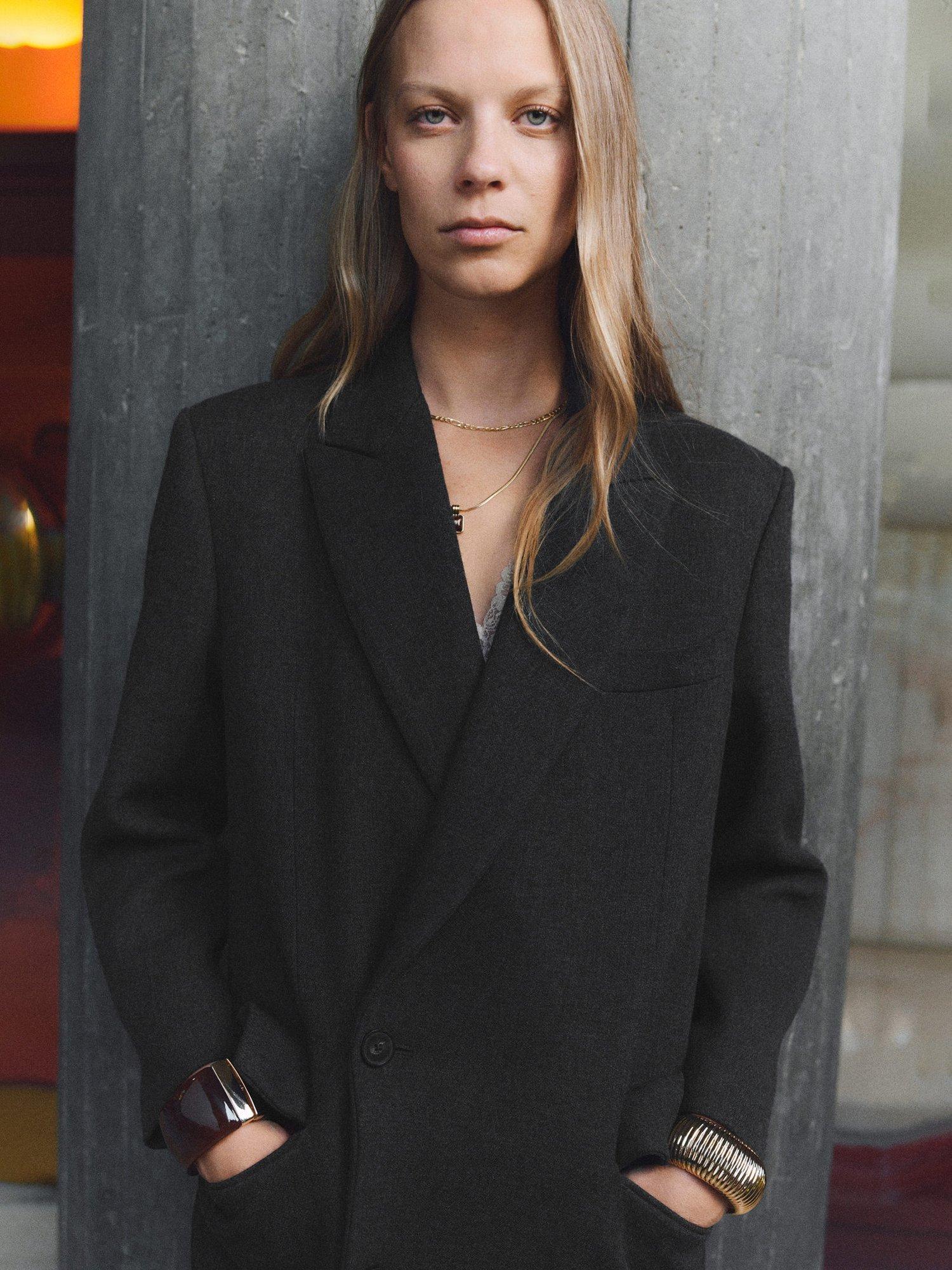 Product image 2 of 6, which shows Mango Santana Wrap Long Coat, Grey, L