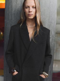 Mango Santana Wrap Long Coat, Grey - view 2, Grey