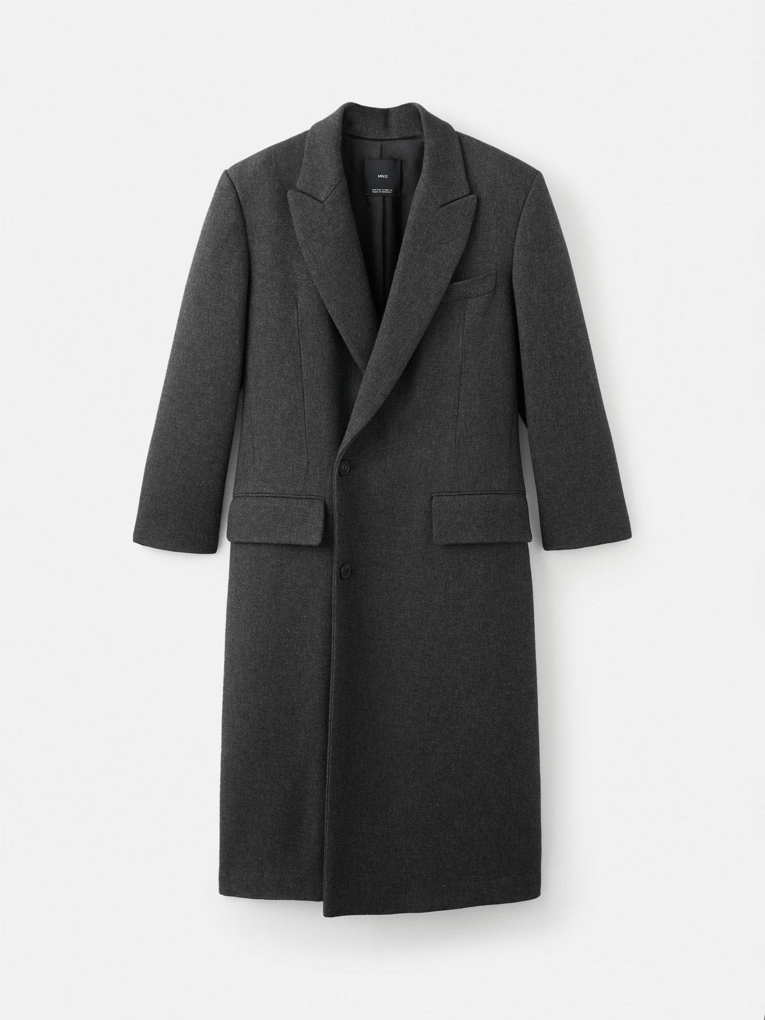 Product image 3 of 6, which shows Mango Santana Wrap Long Coat, Grey, L
