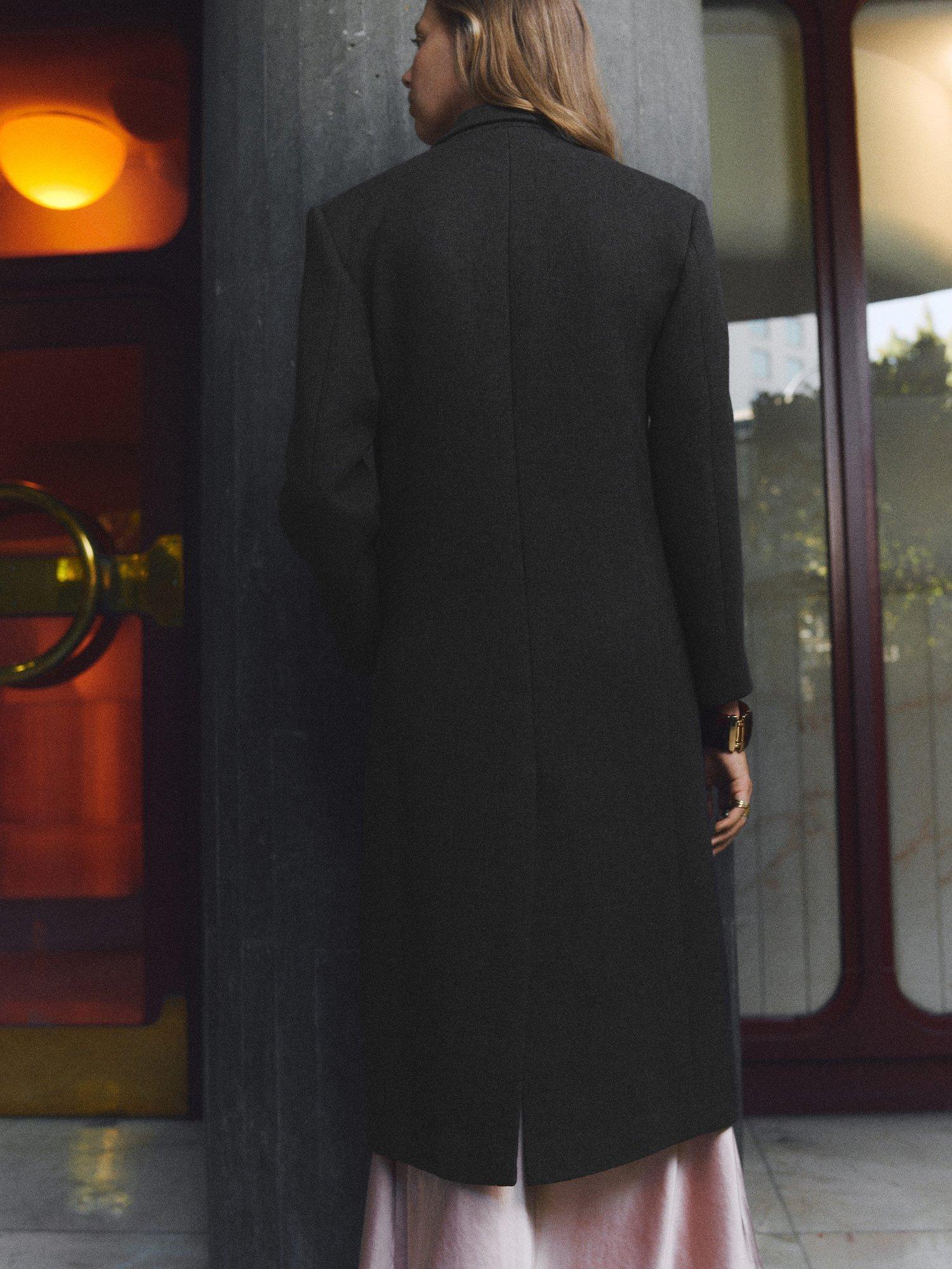 Product image 4 of 6, which shows Mango Santana Wrap Long Coat, Grey, L