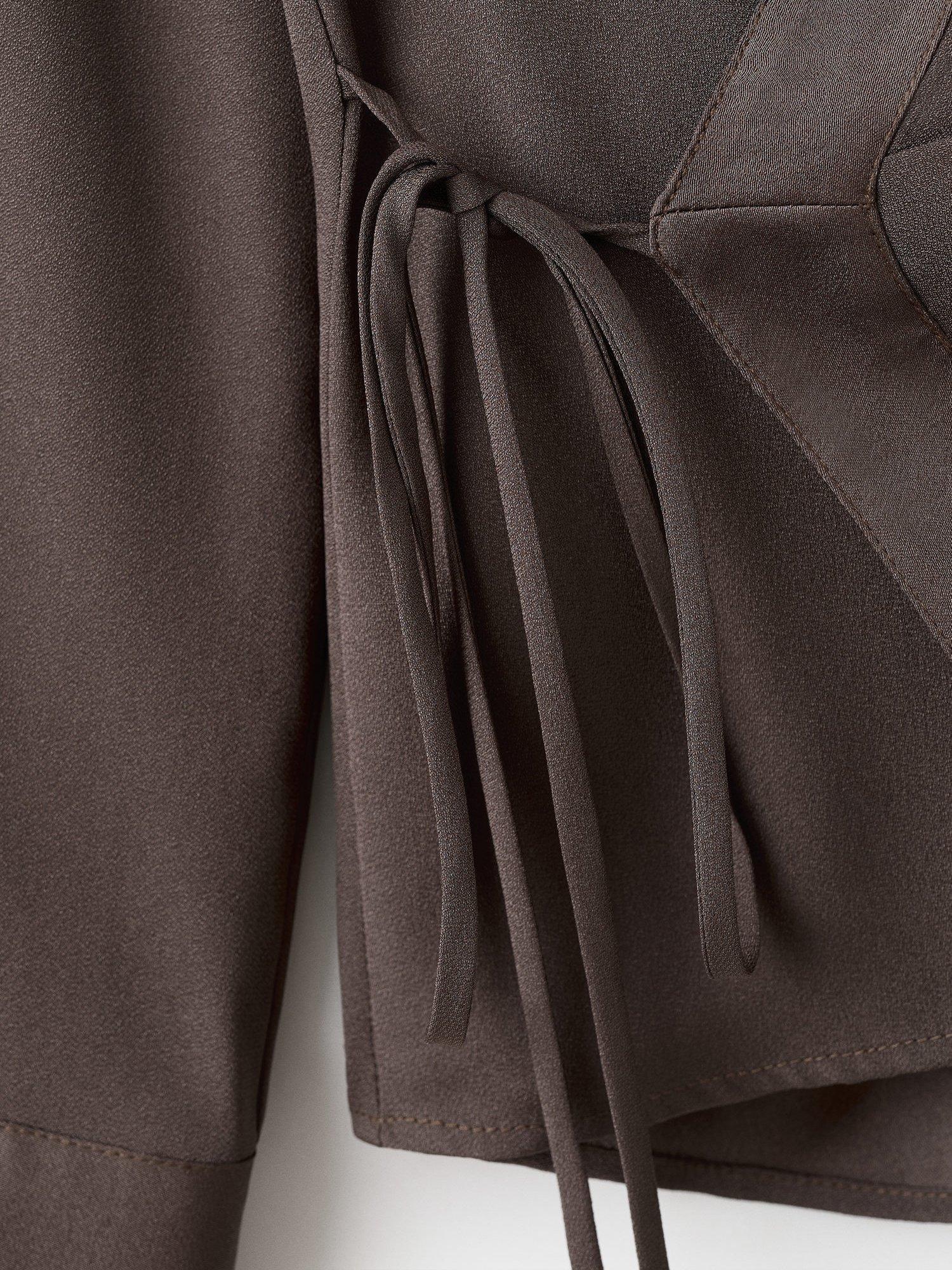 Product image 5 of 9, which shows Mango Rider Wrap Satin Top, Medium Brown, 10