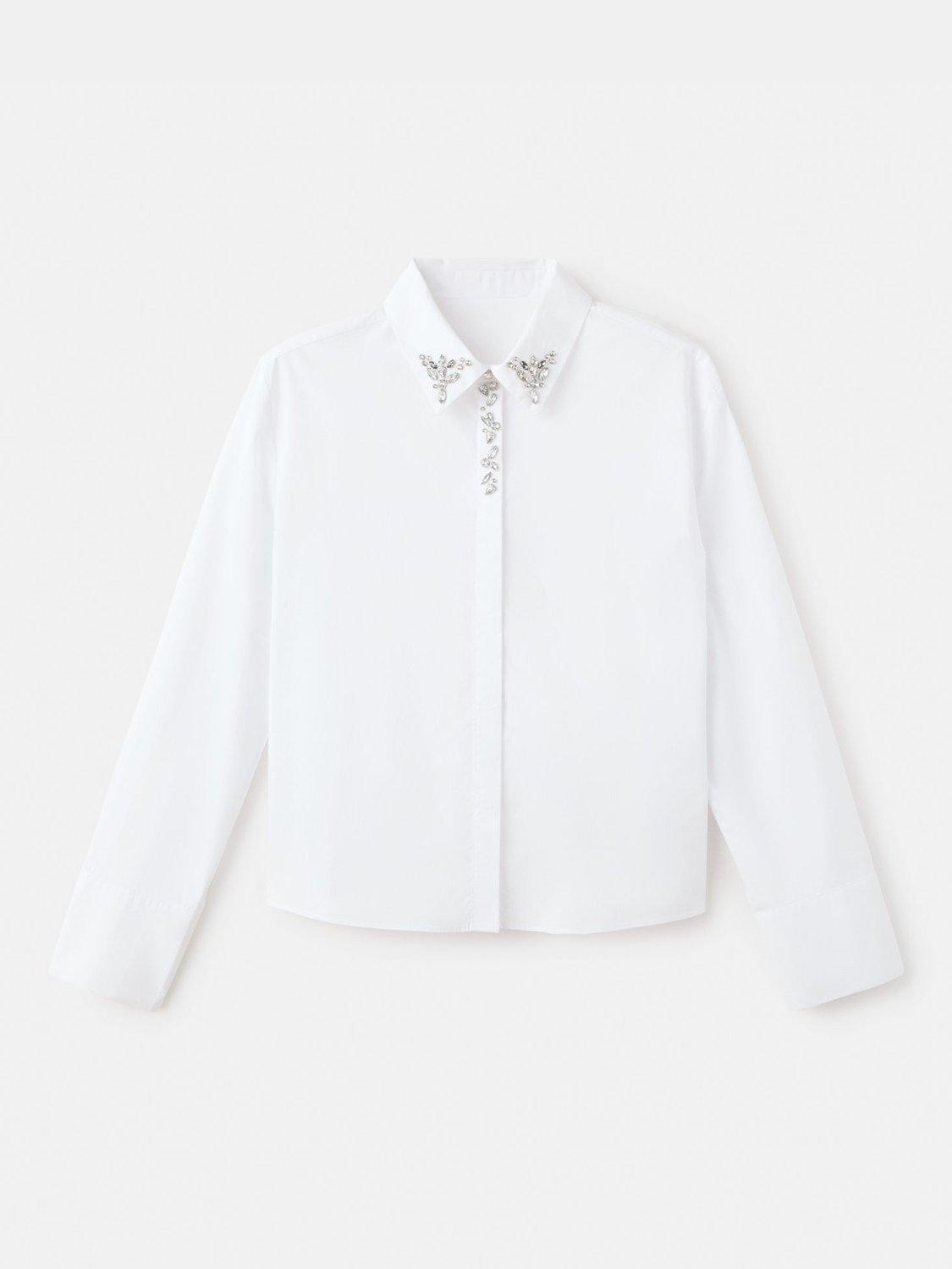 Product image 3 of 7, which shows Mango Rus Crystal Embellished Shirt, Natural White, 10
