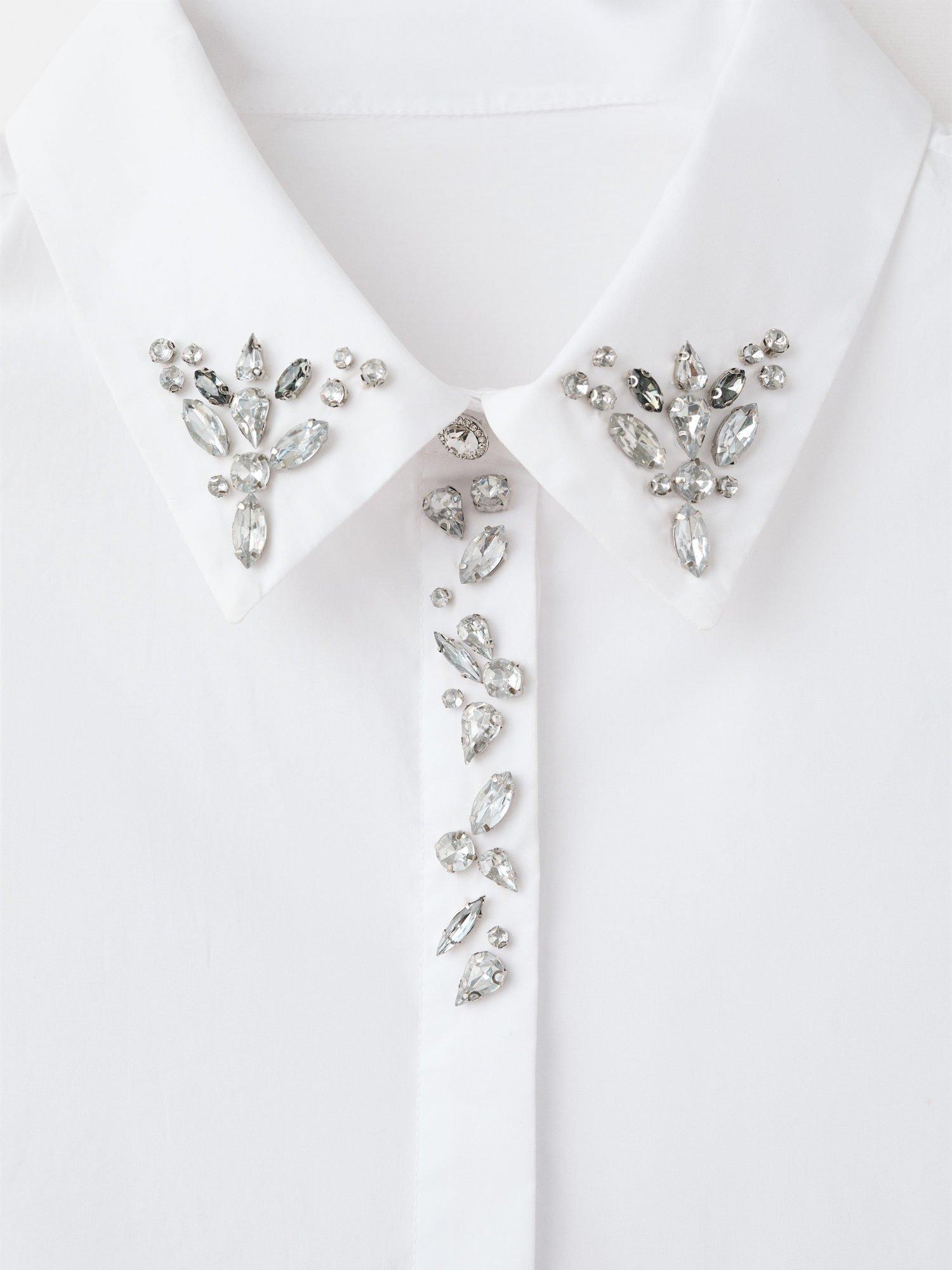 Product image 7 of 7, which shows Mango Rus Crystal Embellished Shirt, Natural White, 10