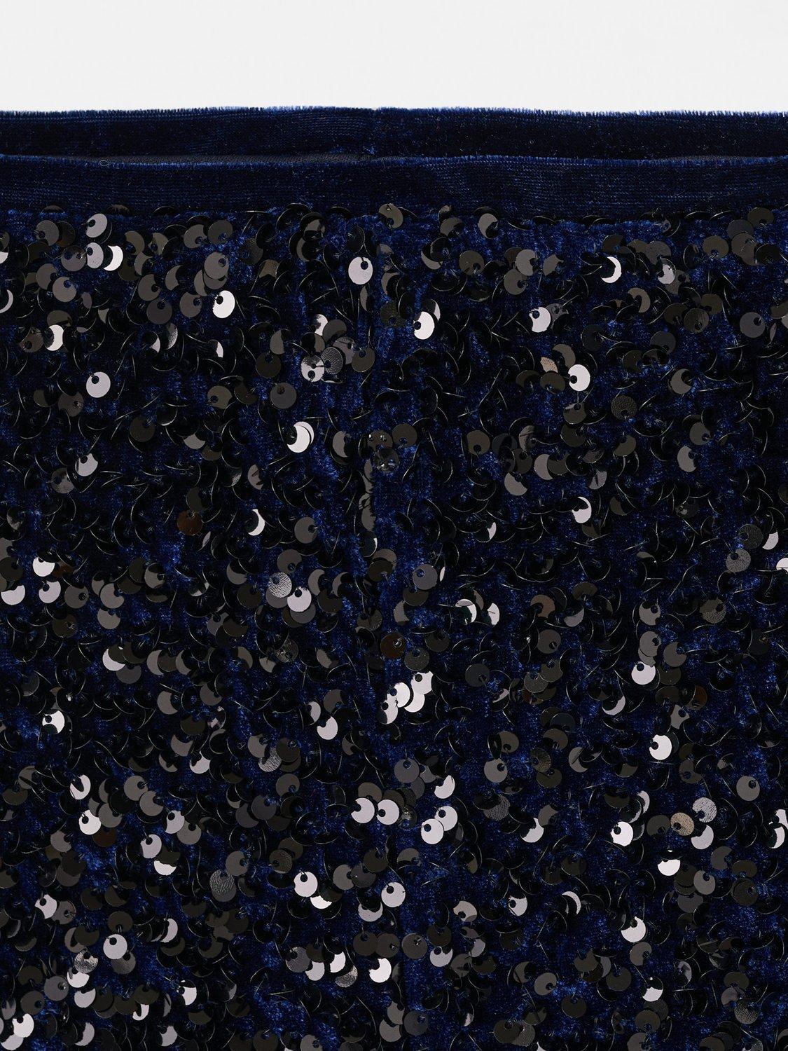 Product image 7 of 7, which shows Mango Sequin Velvet Shorts, Navy, XS
