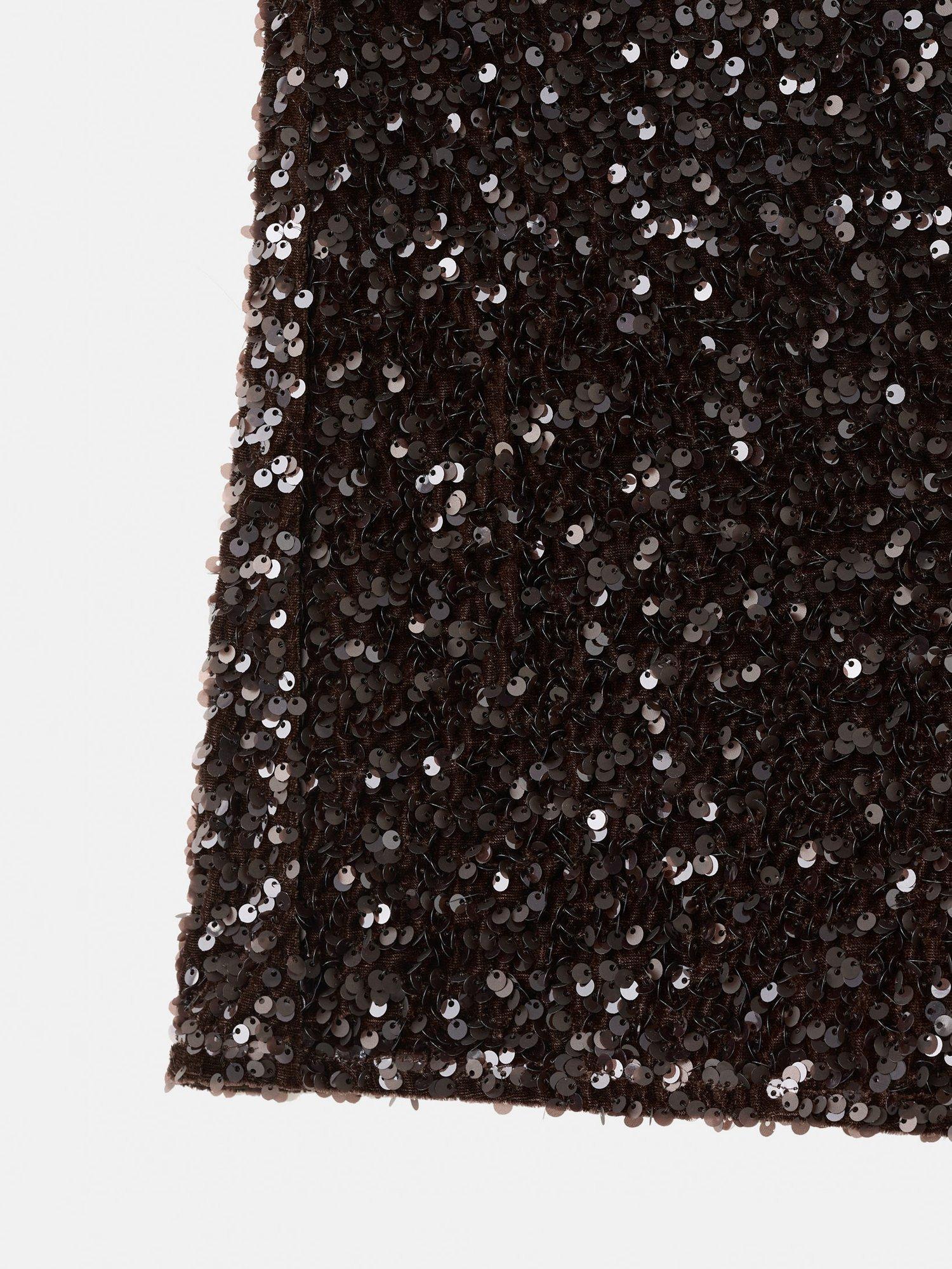 Product image 5 of 7, which shows Mango Velvet Sequin Shorts, Dark Brown, M