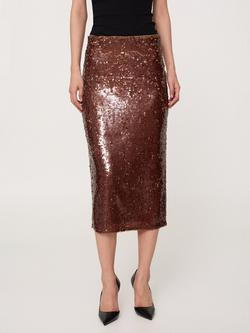 Mango Xjaviera A-Line Sequin Midi Skirt - view 2, Brown
