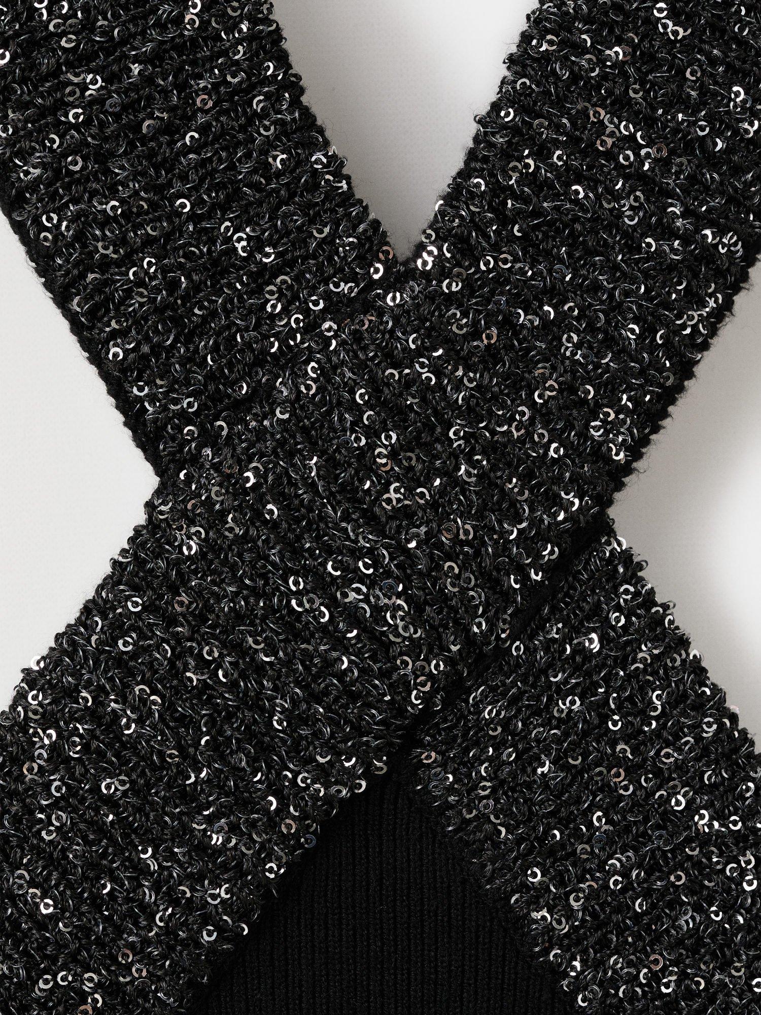 Product image 8 of 8, which shows Mango Halterneck Glitter Top, Black, L