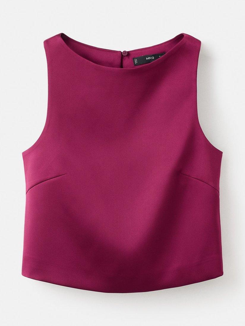 Product image 3 of 7, which shows Mango Jackieo Sleeveless Satin Top, Grapefruit, L