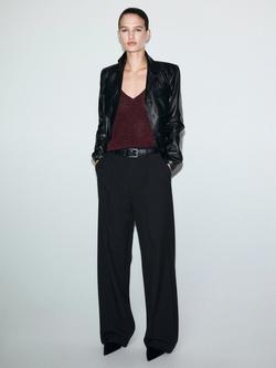 Mango Kling Knit Top - view 2, Dark Red