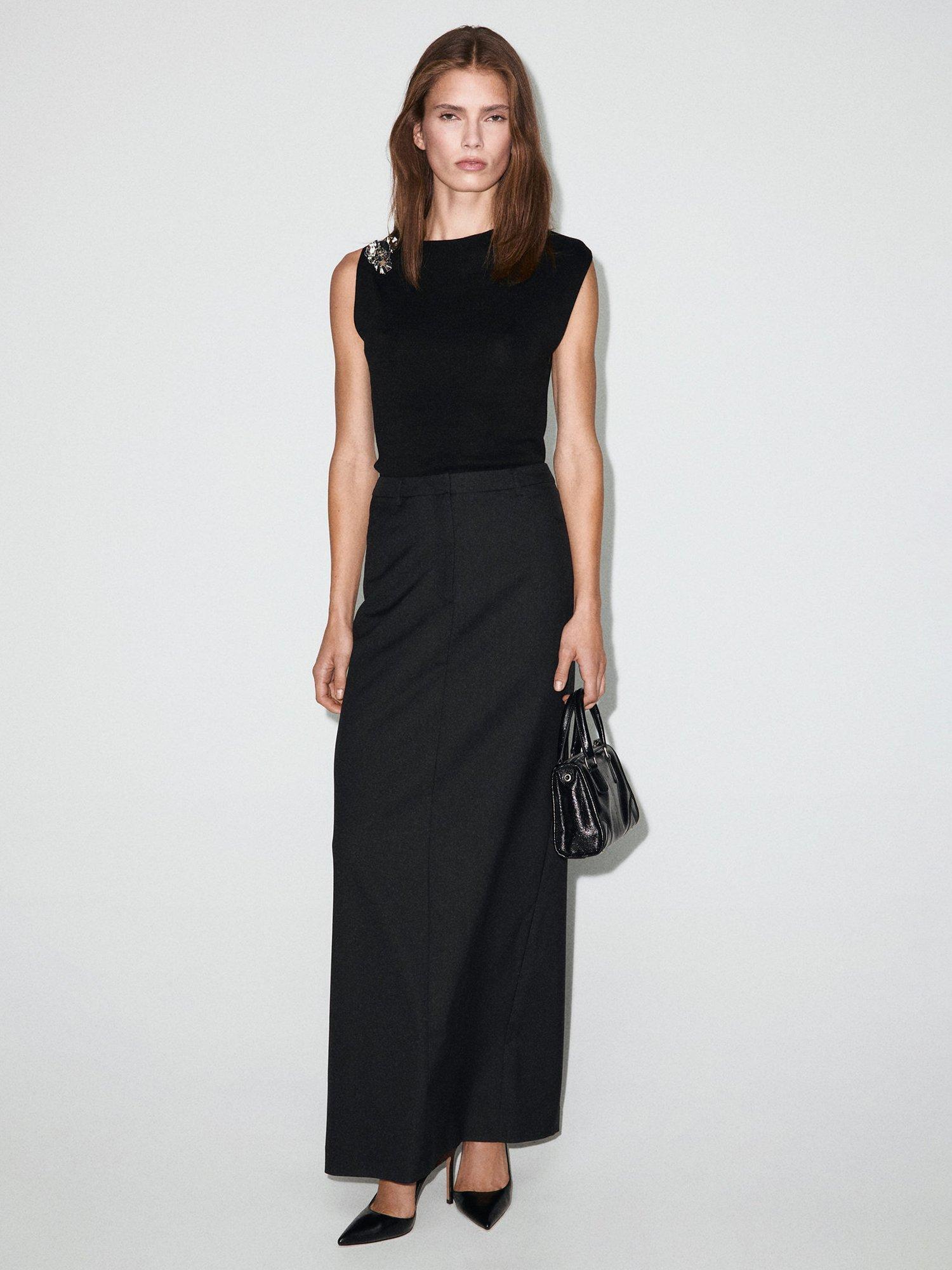 Product image 2 of 8, which shows Mango Tapies Cotton Blend Sleeveless Tank Top, Black, XXXL