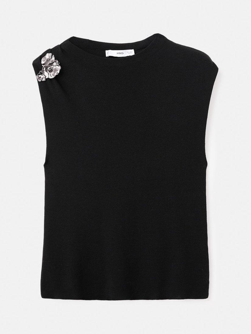 Product image 3 of 8, which shows Mango Tapies Cotton Blend Sleeveless Tank Top, Black, XXXL