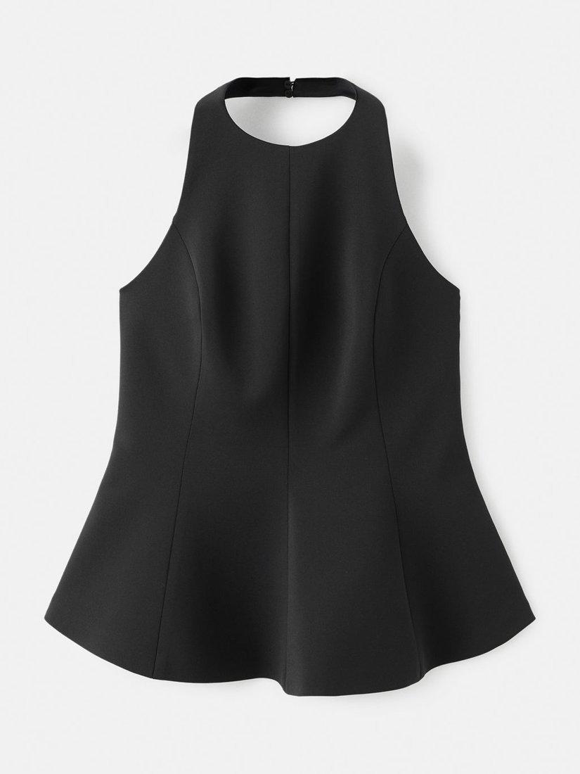 Product image 3 of 8, which shows Mango Peplum Halterneck Top, Black, L