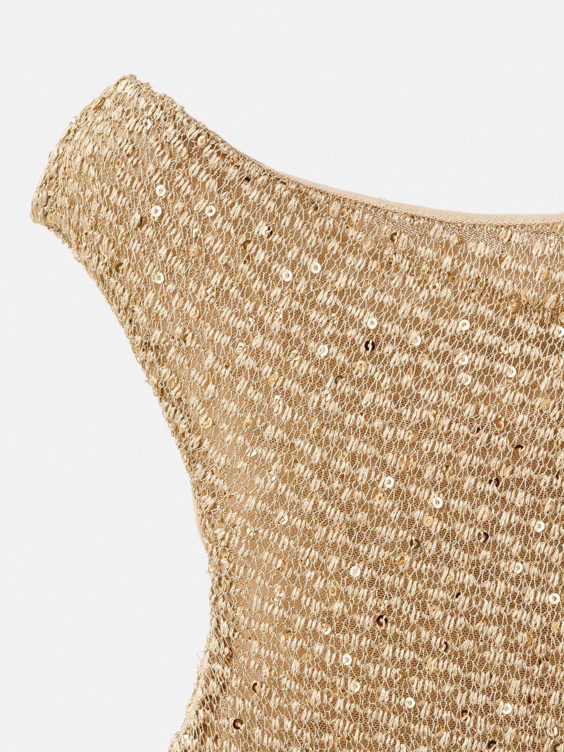 Product image 6 of 6, which shows Mango Metallic Asymmetric Top, Gold, S