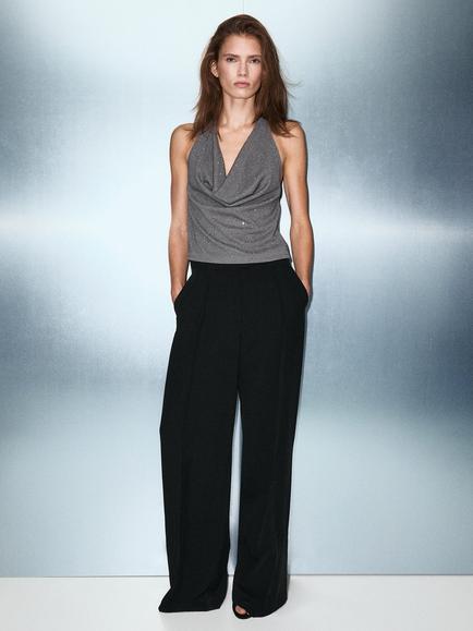 Mango Sparkle Rhinestone Top, Grey - view 2, Grey