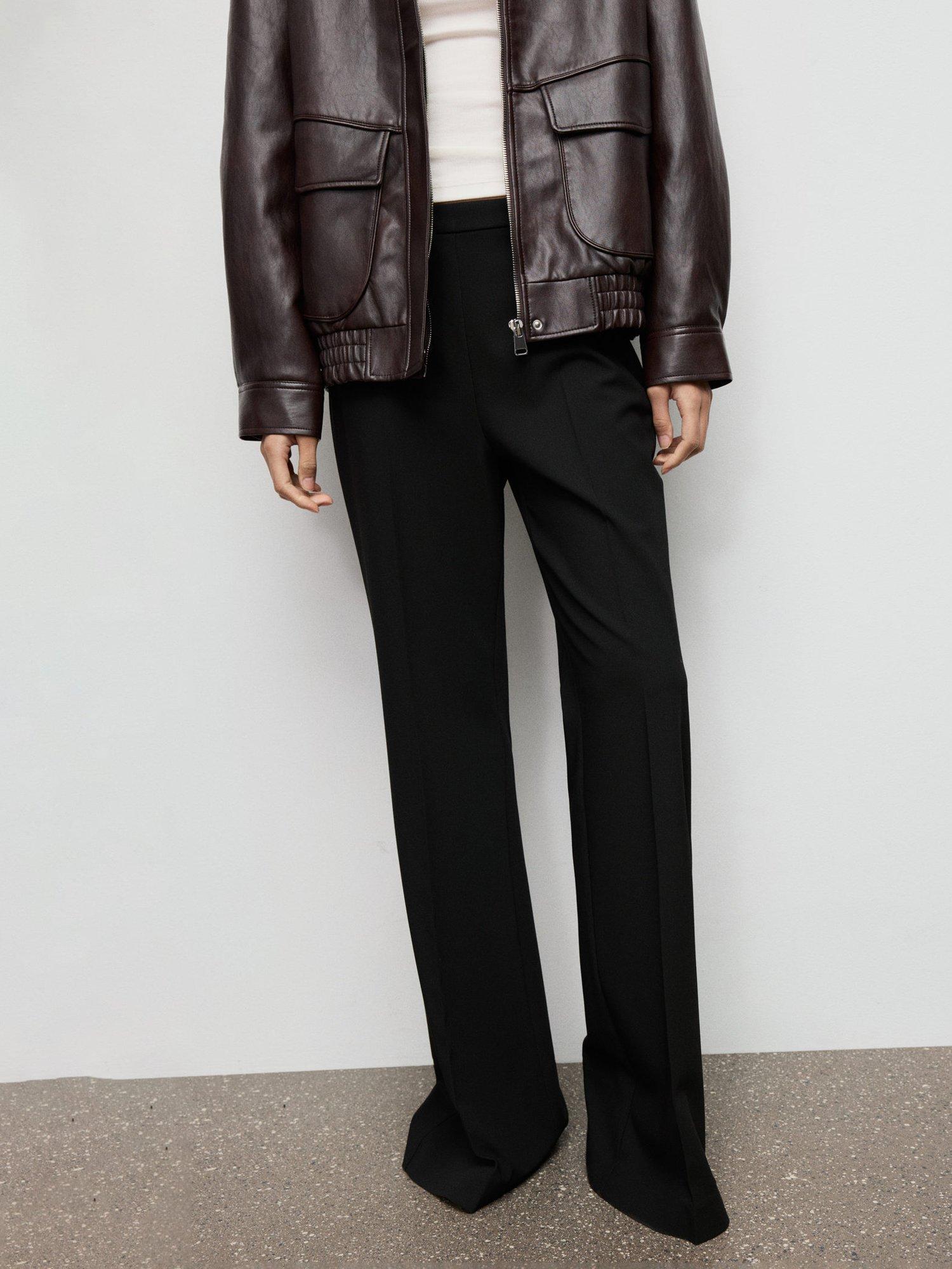 Product image 1 of 7, which shows Mango High Waist Flared Trousers, Black, 6