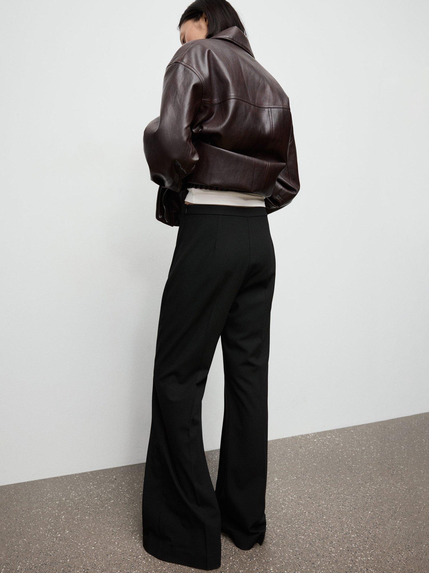 Product image 4 of 7, which shows Mango High Waist Flared Trousers, Black, 6