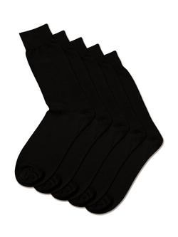Charles Tyrwhitt Cotton Rich Crew Socks, Pack of 5, Black, Black