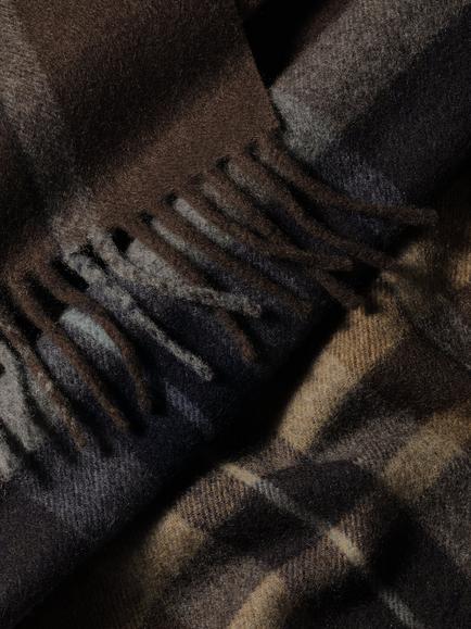 Charles Tyrwhitt Check Cashmere Scarf, Brown Chocolate - view 2, Brown Chocolate