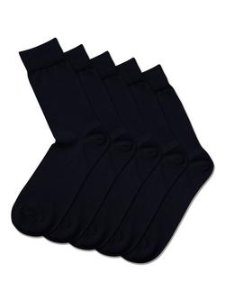 Charles Tyrwhitt Cotton Rich Crew Socks, Pack of 5, Navy, Navy